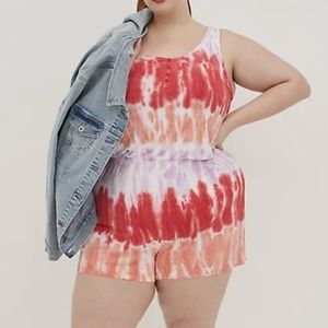 Torrid LoveSick Henley Romper - Super Soft Multi Tie-Dye